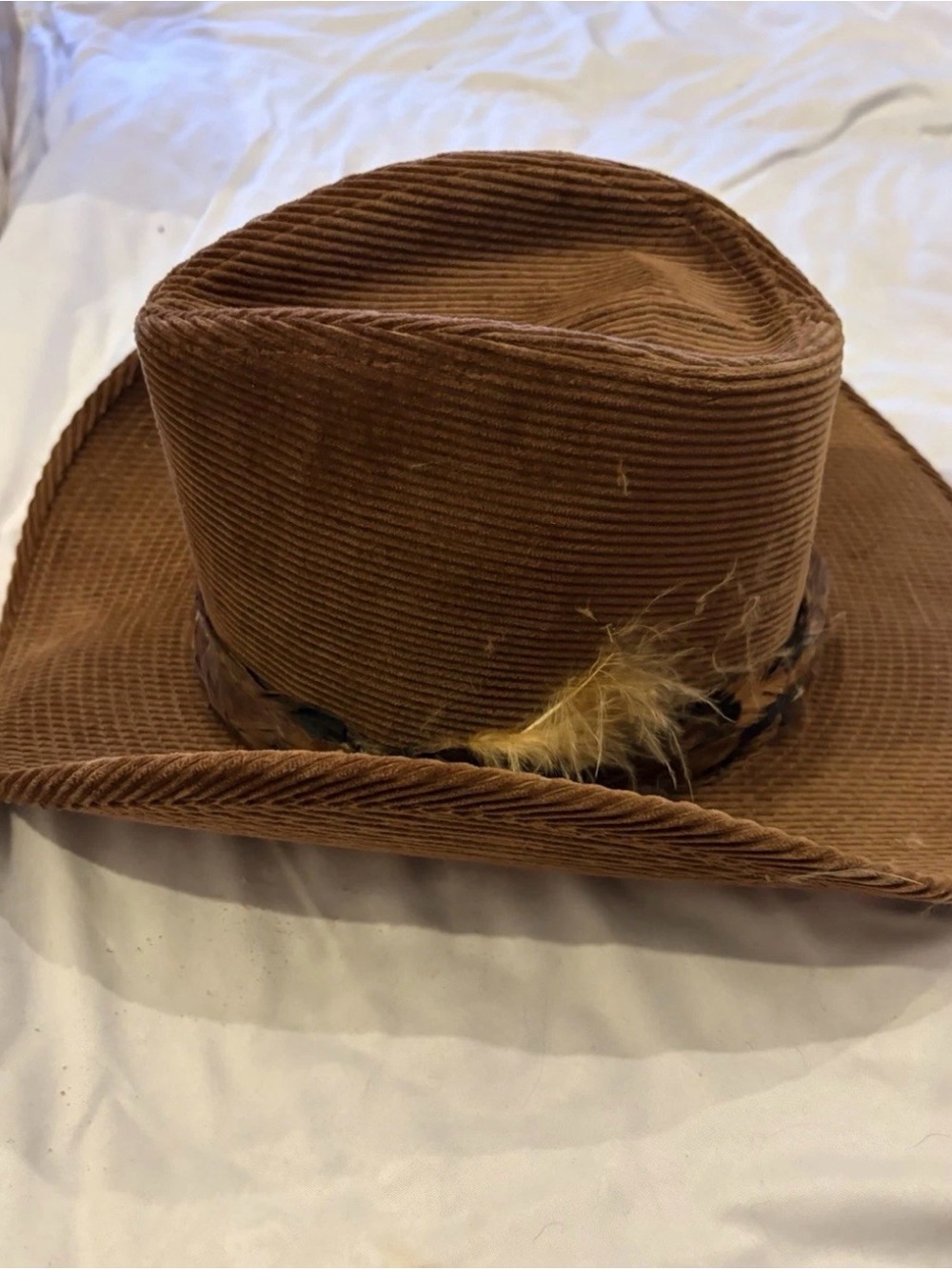 Resistol Ranchman Stagecoach Brown Corduroy Cowboy Hat 7 1/4 w/ Box